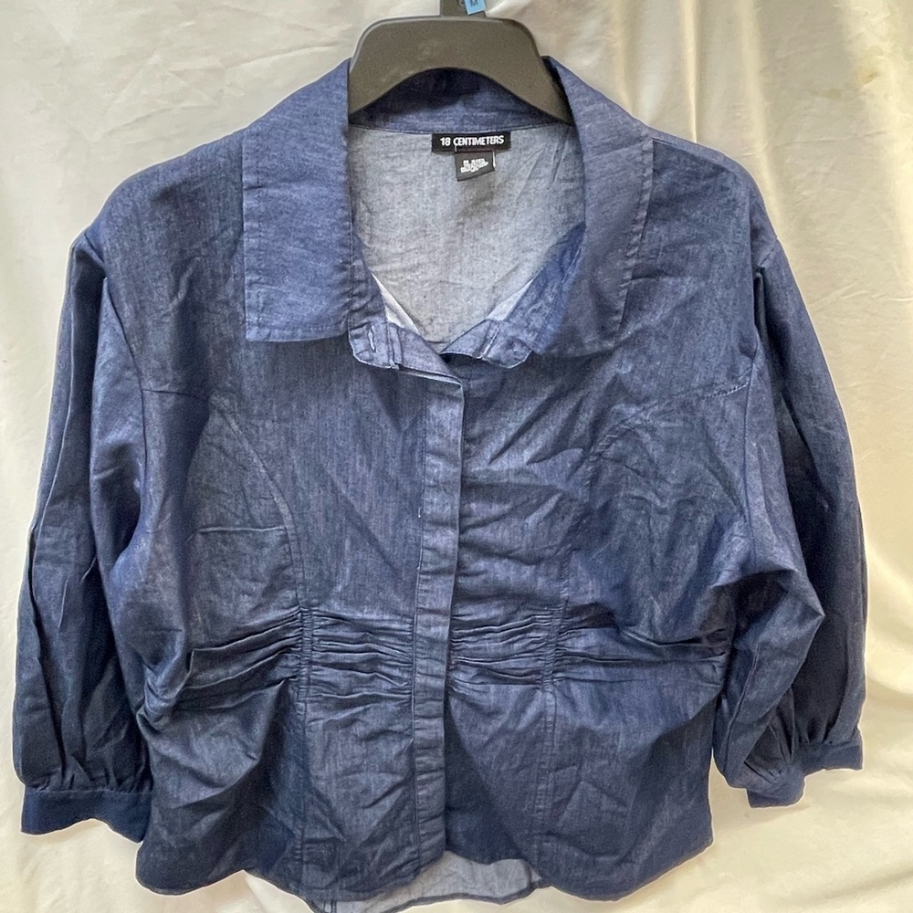 18 centimeters Blue Denim Button-Up Shirt ladies sz 3x